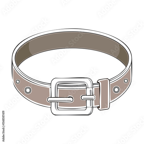 Classic Tan Belt with Black Buckle Illustration Fashion Waist Apparel Accessory