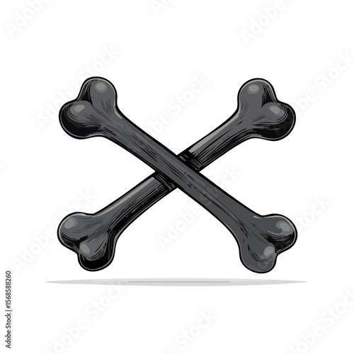 Crossed Bones Graphic on Black Background Skull Bones Anatomy Skeleton Halloween Pirate Symbol Vector Illustration