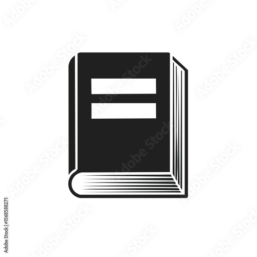 Stylized closed book with blank cover for educational or literary concepts on a black background in a minimalist design style