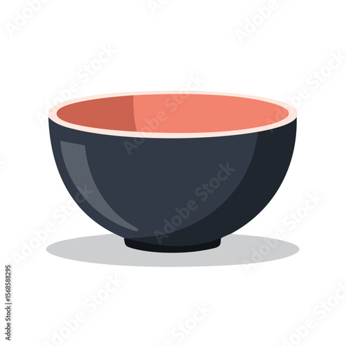 Illustration of an empty ceramic bowl for rice or soup serving bowl simple graphic vector drawing food preparation concept