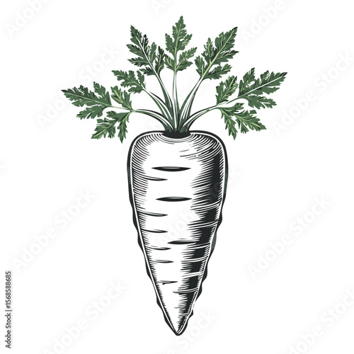 Black Carrot with Green Leaves Illustration Fresh Vegetable Food Concept Design Healthy Lifestyle Nutrition Diet Vegan