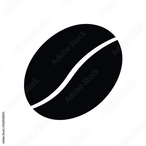 Dark Coffee Bean Silhouette Against Black Backdrop, Isolated Coffee Seed for Design