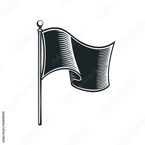 Waving Flag Illustration on Black Background Graphic image for Symbolism or Design Projects Classic flag graphic design