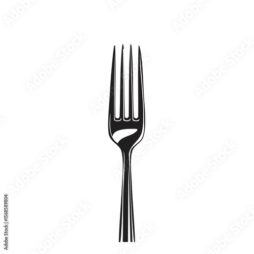 Elegant Fork on Black Background Utensil Cutlery Fine Dining Restaurant Minimalist Kitchen