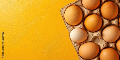 Chicken Eggs on Yellow Background
