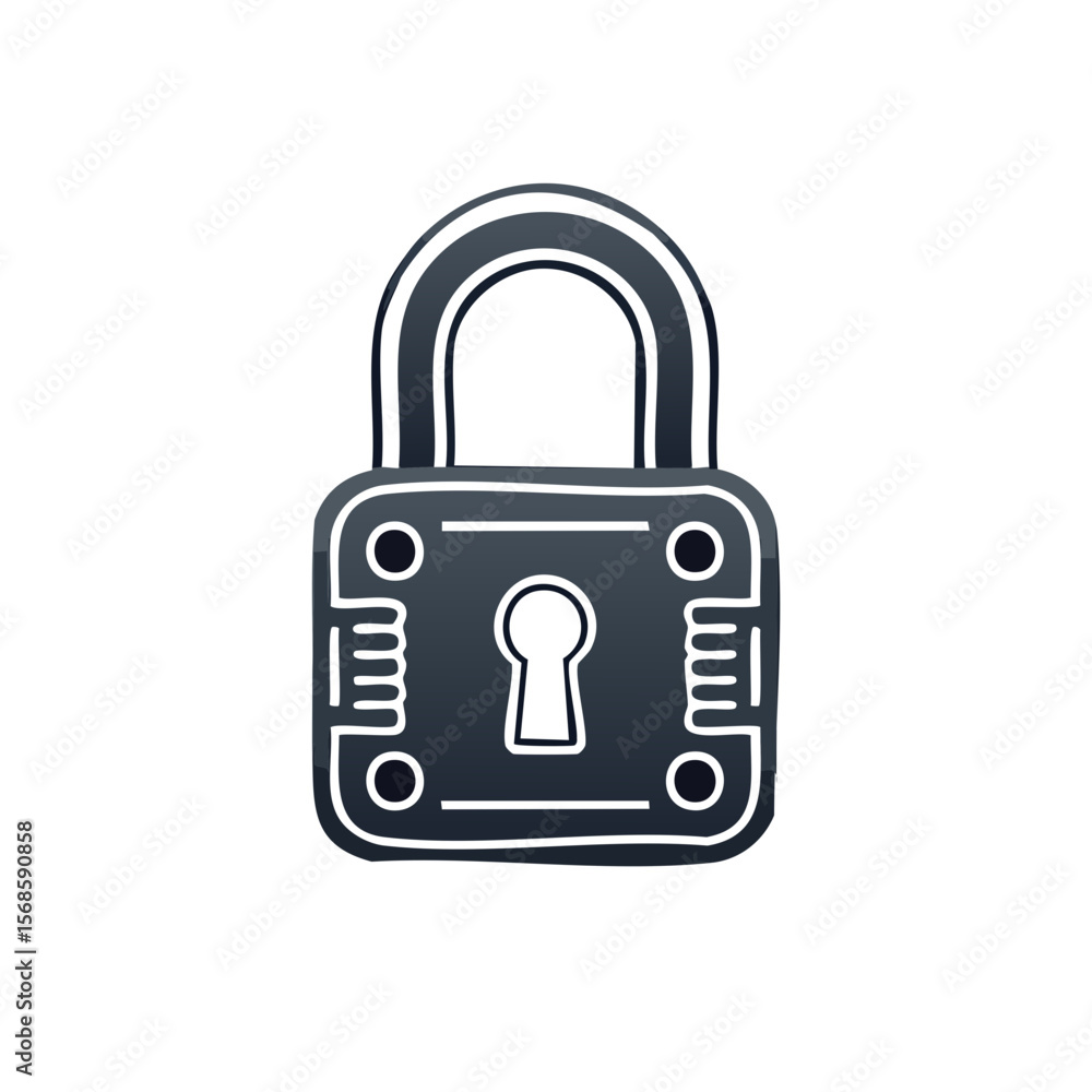 Illustration of a Metal Padlock on Black Security Device for Personal Data Protection or Information Access Control Illustration of a Metal Padlock on Black Security Device for Personal Data Protection or Information Access Control