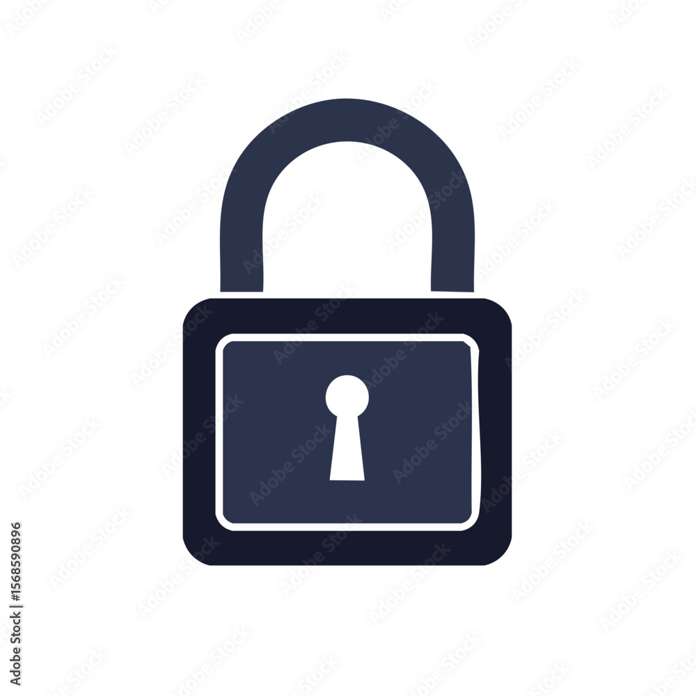 Illustration of a navy blue padlock on a black background security privacy data protection confidential access restriction keyhole Illustration of a navy blue padlock on a black background security privacy data protection confidential access restriction keyhole