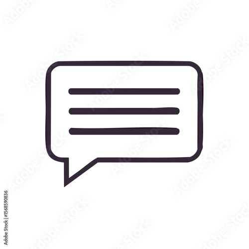 Outline Style Speech Bubble with Text Symbol for Messaging App or Chat Window on Black Background Minimalist Style Simple Communication