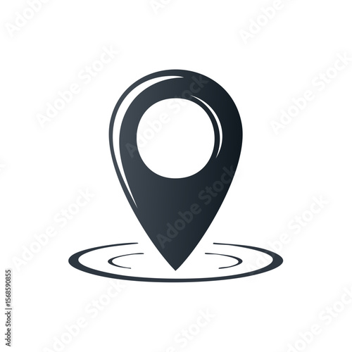 Location pin icon for navigation and maps depicting position on black background Simple vector for web design and graphic design
