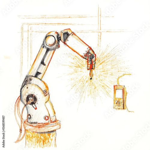 Robotic Arm Welding with Factory Sketch.