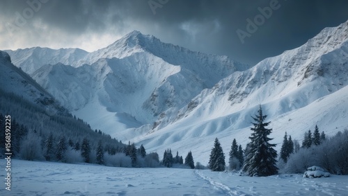 Wallpaper Mural Snowy mountains of Caucasus in July with blank space for text Torontodigital.ca