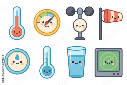 Cute weather instruments vector illustration for educational design