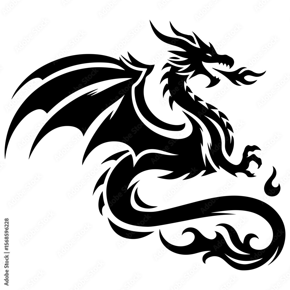 Fototapeta premium AI-generated vector illustration of a fantasy dragon