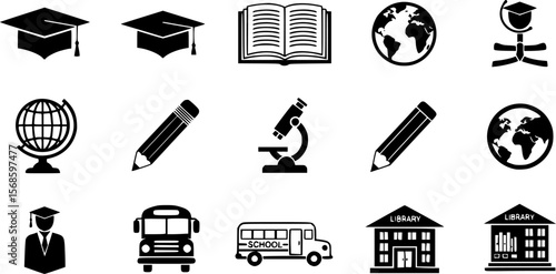 education icons set Vector set of online education flat icons. Contains icons remote learning, video lesson, online course, homework,online test
