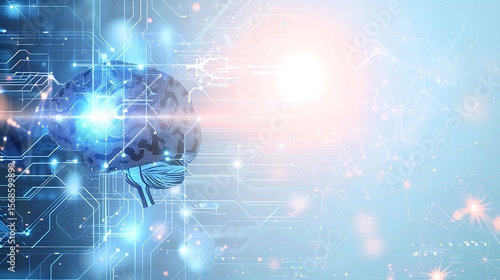 Digital Mind: A conceptual image of a glowing brain, illuminated by digital connections, symbolizing the power of the human mind and the fusion of technology and intellect.