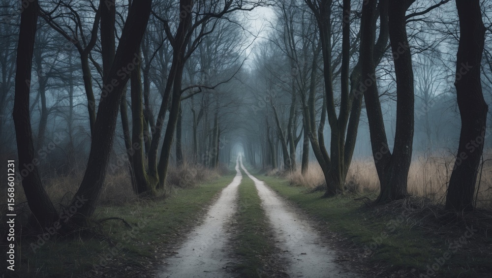 Obraz premium The Tree Lined Trail with Empty Copy Space For Text