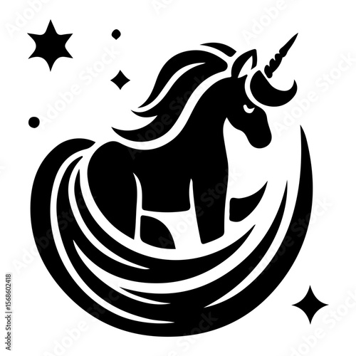 AI-generated vector illustration of a fantasy unicorn


