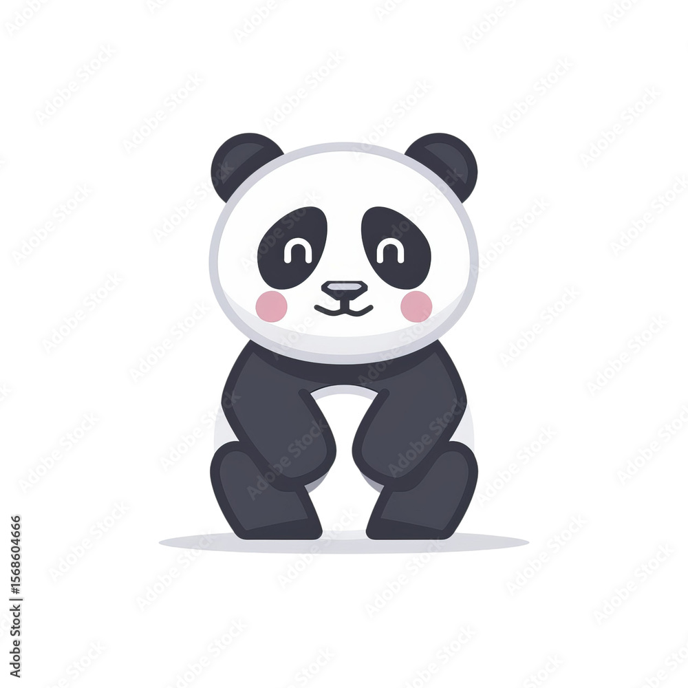 Naklejka premium Cute cartoon panda character with a joyful expression, perfect for children's illustrations and designs.