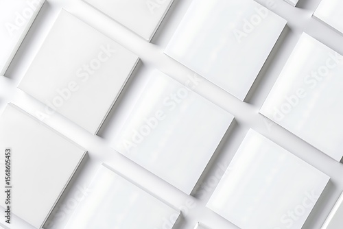 Clean Minimalist Square Tiles Pattern: A grid of pristine white square tiles creates a clean, minimalist background, perfect for design inspiration.