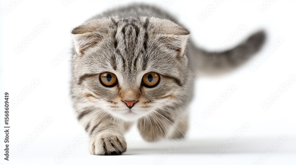Fototapeta premium Playful Scottish Fold Cat in Action Pose