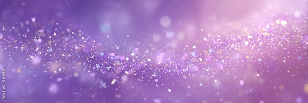 Obraz premium Purple Dreamy Glitter Sparkle Background with Bokeh and Stars