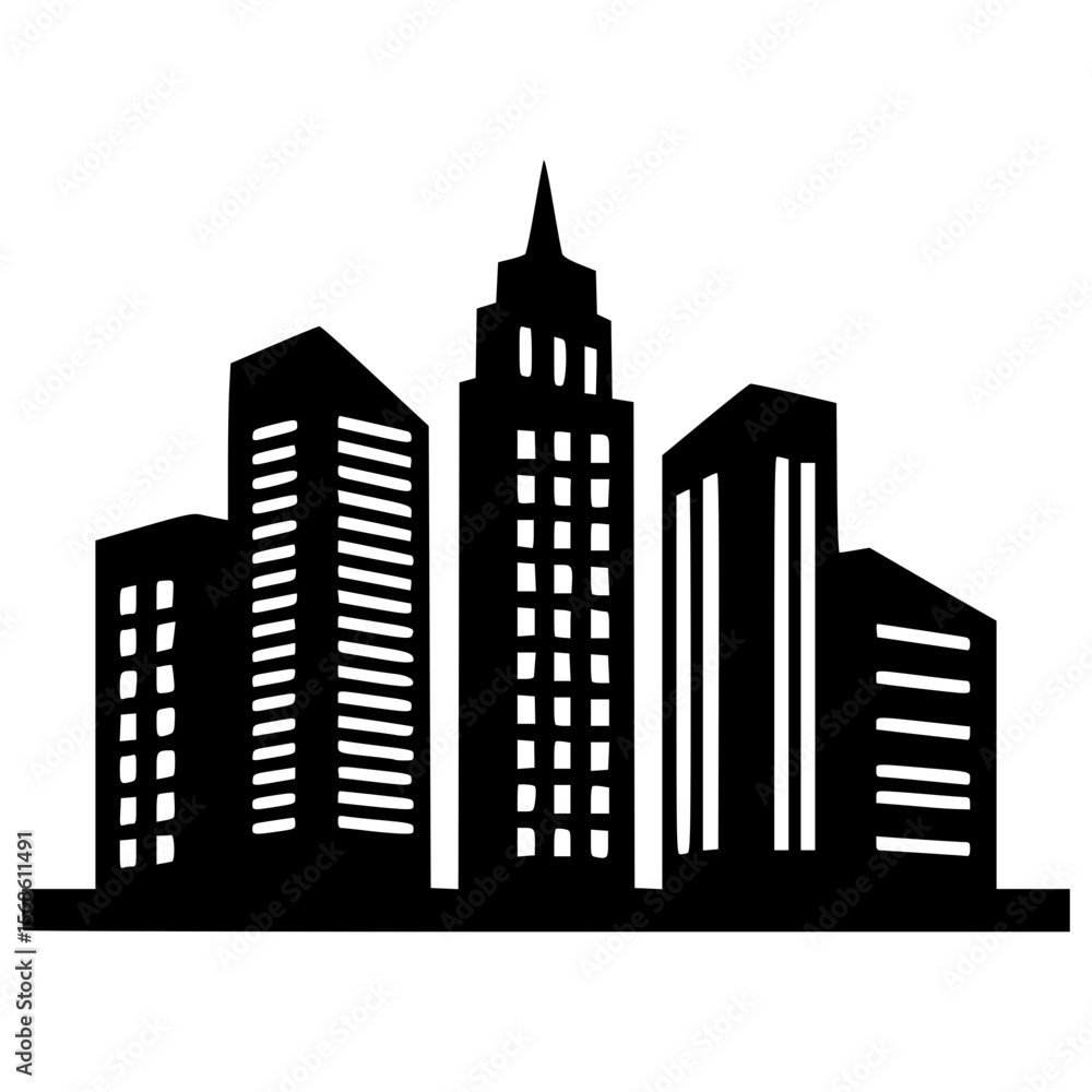 Fototapeta premium City skyline vector icon representing modern urban architecture