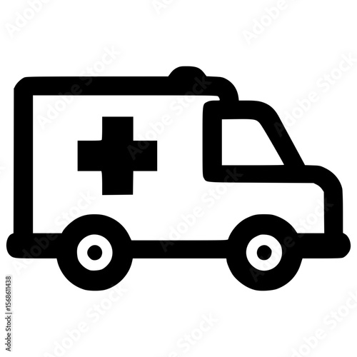 Emergency medical vehicle vector icon for health services