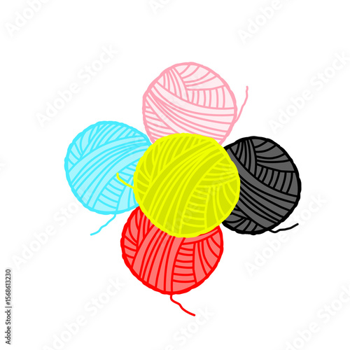Clean vector illustration of a wool yarn ball with knitting needles. Ideal for crafts, knitting, sewing, handmade goods, DIY content, and textile design themes.