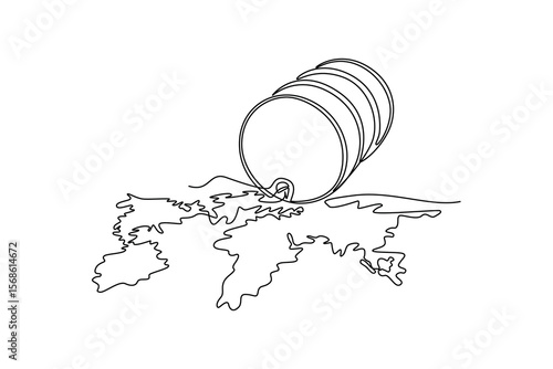 World commodities and oil concept. Single line draw design. Vector graphic illustration