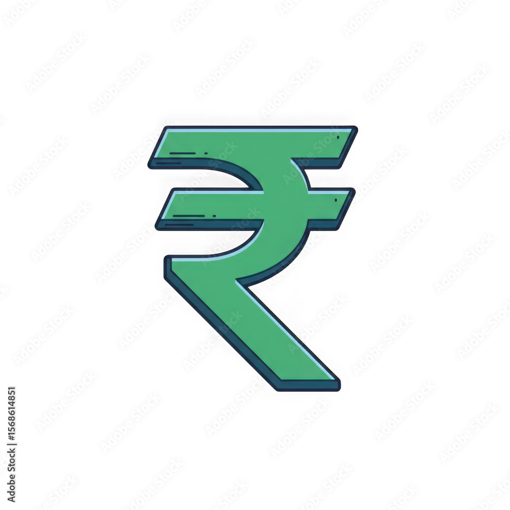 Green indian rupee symbol isolated on transparent background Green indian rupee symbol isolated on transparent background