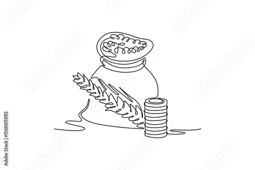 World commodities and oil concept. Single line draw design. Vector graphic illustration
