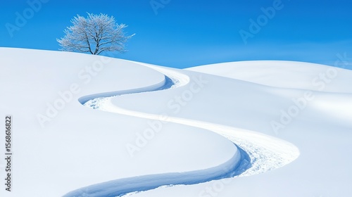 Wallpaper Mural Snow-covered landscape with sculpted snowdrifts and a solitary tree. Torontodigital.ca