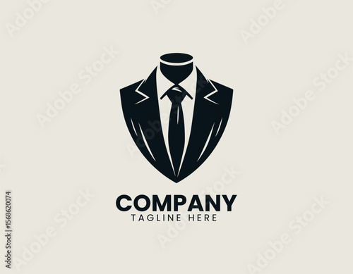 Elegant Suit and Tie Professional Business Formal Wear Vector Logo Design