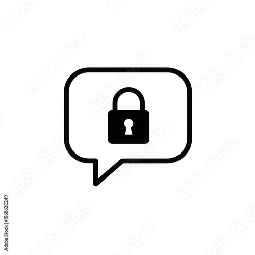 Speech bubble with lock icon isolated on transparent background