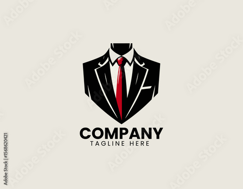 Elegant Suit and Tie Professional Business Formal Wear Vector Logo Design