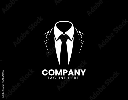 Elegant Suit and Tie Professional Business Formal Wear Vector Logo Design