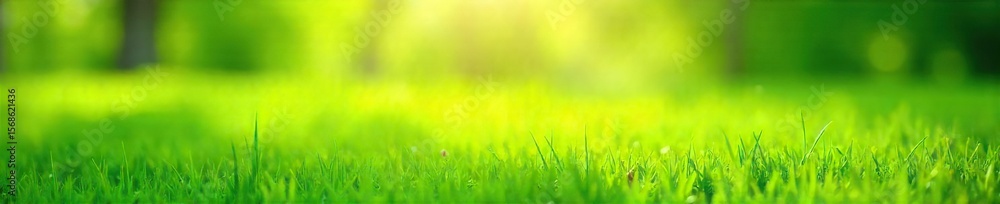 Fototapeta premium Sunlit Green Meadow Idyllic SpringSummer Landscape, Perfect for Websites and Presentations