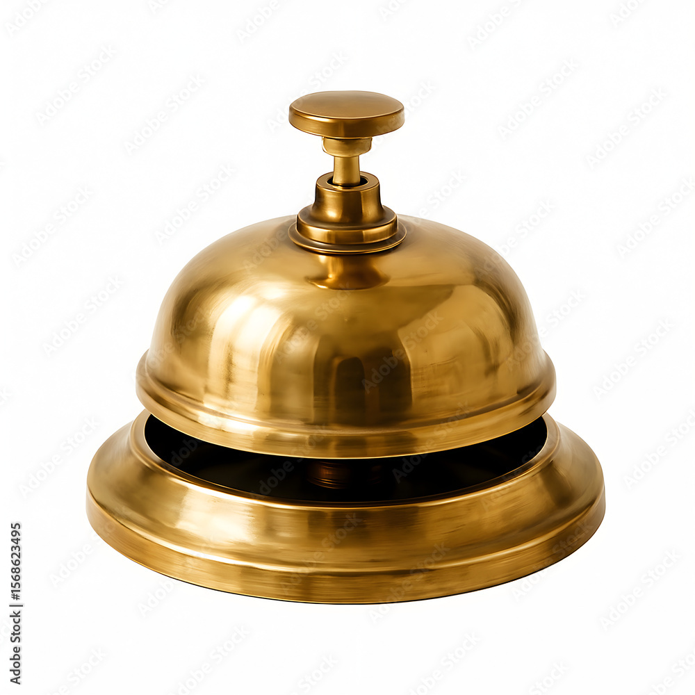 Realistic Brass Hotel Bell Isolated on White Realistic Brass Hotel Bell Isolated on White