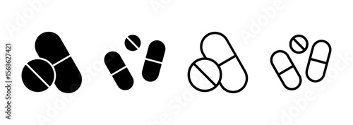 Pills icon logo design. capsule icon. Drug sign and symbol