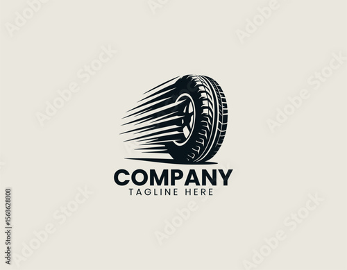 Dynamic Speeding Tire Fast Motion Automotive Performance Vector Logo Design