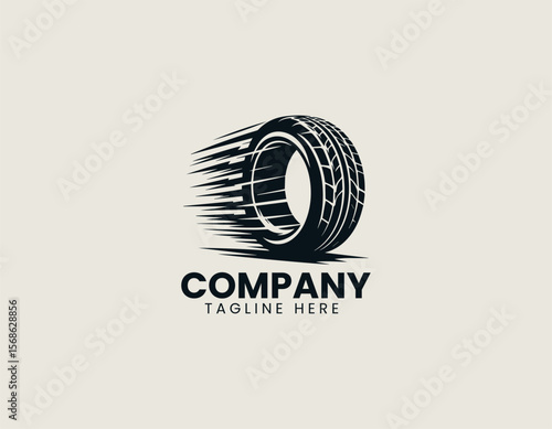 Dynamic Speeding Tire Fast Motion Automotive Performance Vector Logo Design