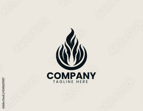 Dynamic Flame in Circle Energetic Power Warmth Passion Vector Logo Design