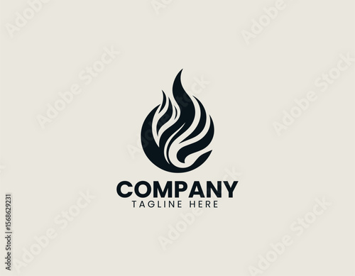 Dynamic Flame in Circle Energetic Power Warmth Passion Vector Logo Design