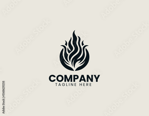 Dynamic Flame in Circle Energetic Power Warmth Passion Vector Logo Design