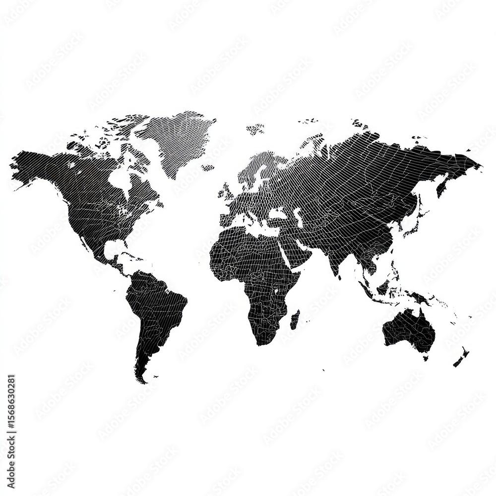 Obraz premium Abstract World Map in Black Dots on White Background