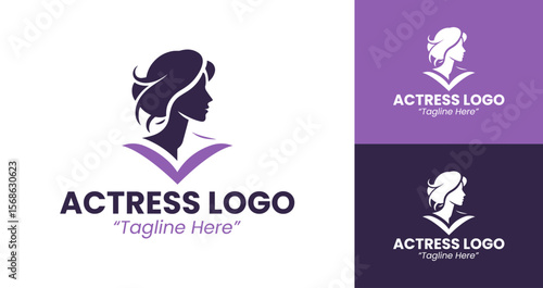 Minimalist Actress Logo in Purple for Professional Film and Entertainment Branding
