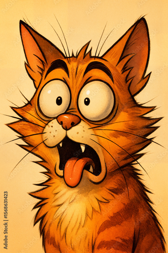 Fototapeta premium Screaming Comic Cat