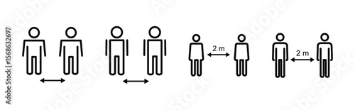 Social distance icon set. social distancing icon. self quarantine sign
