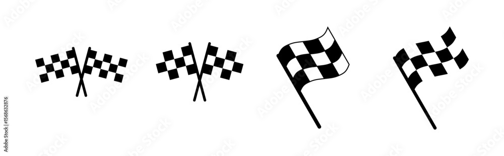 Fototapeta premium Racing flag icon set. race flag icon.Checkered racing flag icon