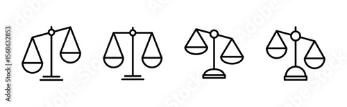 Scales icon set . Law scale icon. Justice sign